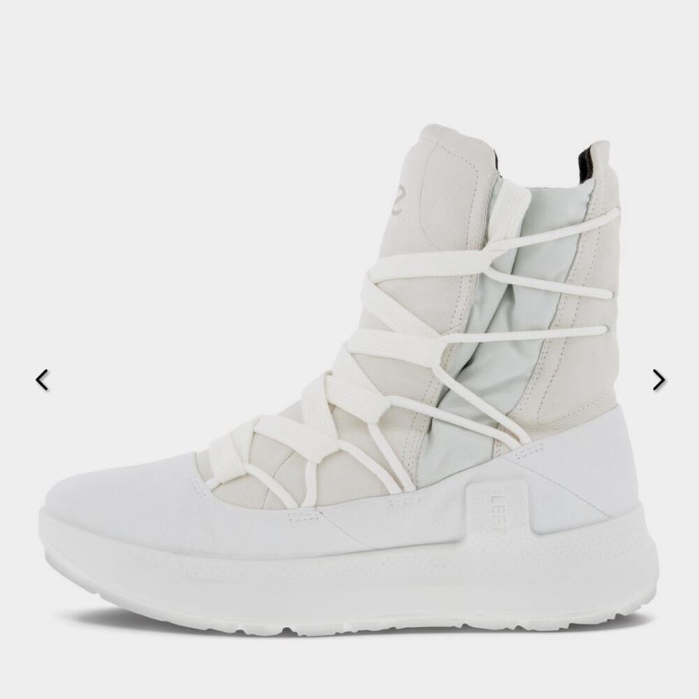 ECCO Women’s Nubuck Leather GORE-TEX Boots- Sneaker Style Streetwear White EU37